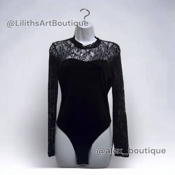 Lace Velvet Bodysuit(O008)-Size M for Women - Picture 2 of 10